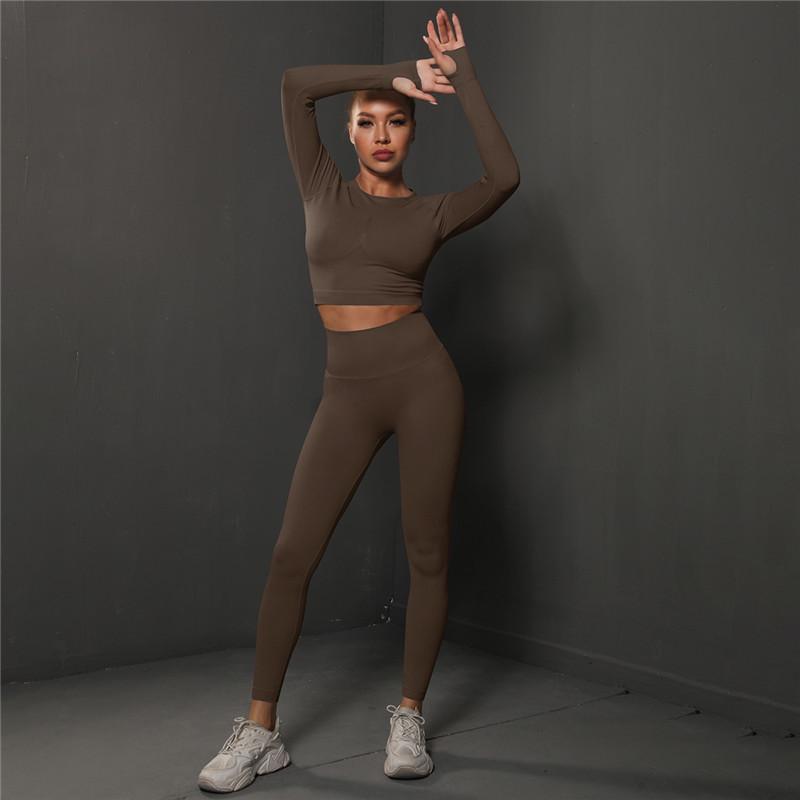 Спортивные костюмы Auroth, женский комплект для йоги, бесшовные леггинсы с длинными рукавами и высокой талией для фитнеса, спортивная одежда