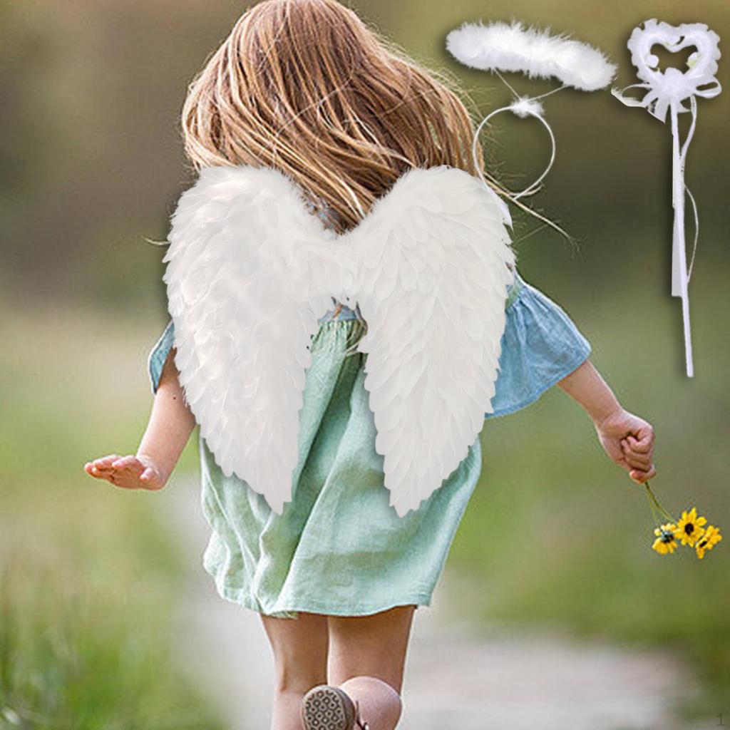 Костюм ангела с крыльями и нимбом и эластичными лямками