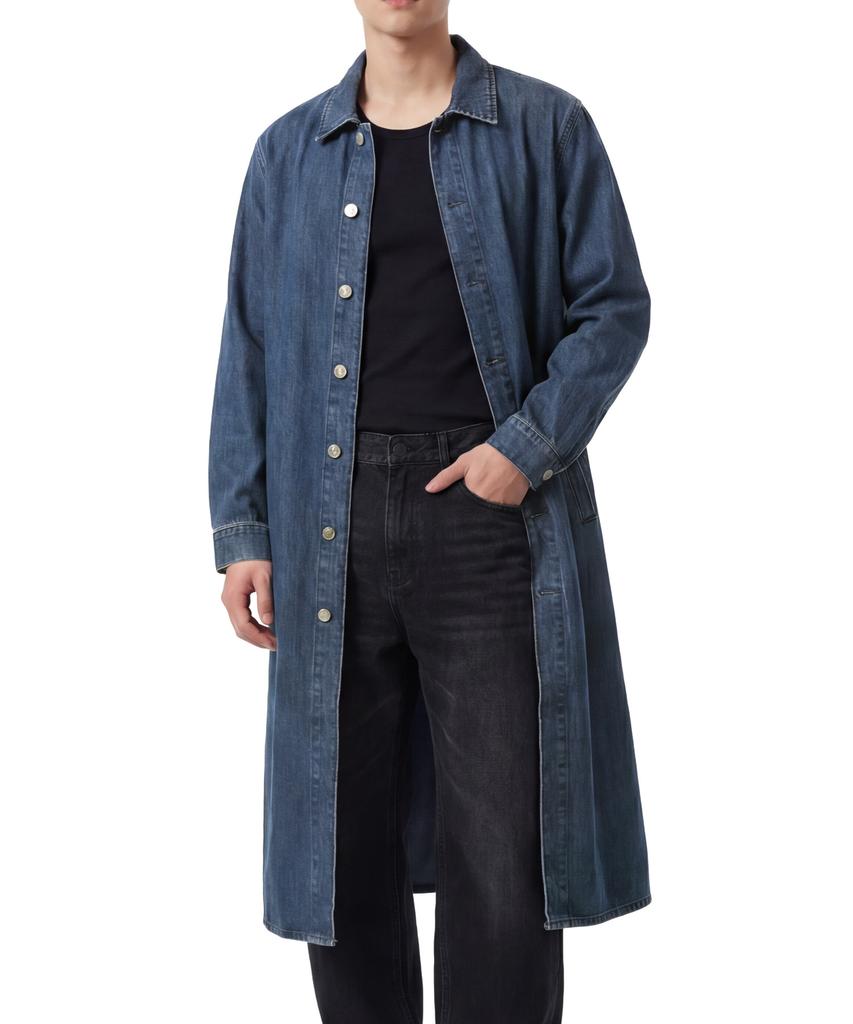 Demaden Art Bag Print Denim Long Coat