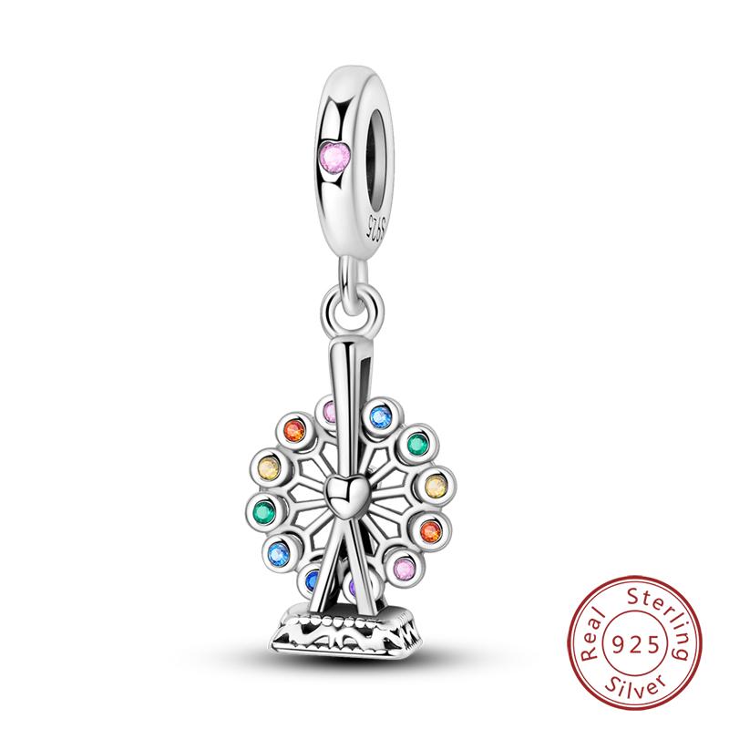 925 Silver Famous Attractions Eiffel Tower Church Luminous Charms Pendants Fit Qikaola Original Bracelets DIY Jewelry