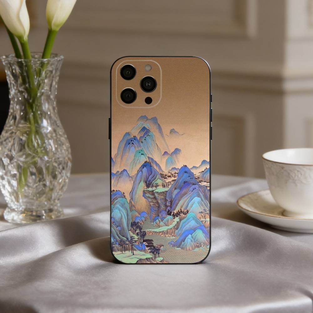 C-китайский-E l-пейзаж-E Чехол для телефона For iPhone 17pro, 16,15,14,13,12,11 X XR Plus, Другие Мягкий Черный Чехол