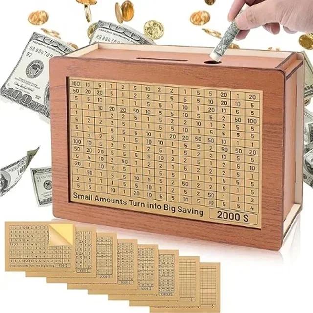 Копилка для денег 500/1000/2000/3000/5000/10000 евро, деревянная копилка для денег, многоразовая копилка с копилками для целей и чисел