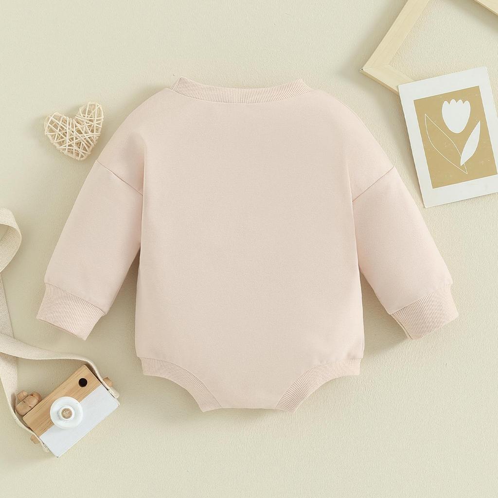 Толстовки для маленьких девочек, комбинезоны, одежда на День Святого Валентина, 3 мес, 6 мес, 12 мес, 18 мес, боди с круглым вырезом и длинными рукавами для маленьких девочек