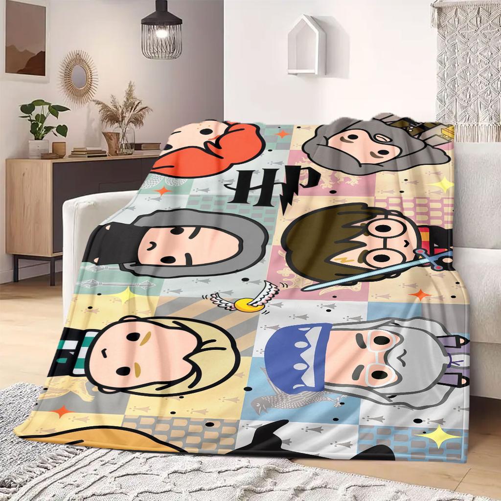HarryPotter Print Flannel Blanket for Bedrooms Sofas Beds Chairs Picnics Travel Cartoon Home Decor Design