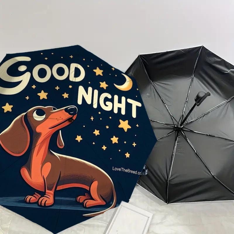 1pc Good Night Dachshund Umbrella with Plastic Handle,Suitable for All Seasons Home Travel Outdoor UmbrellaDD332