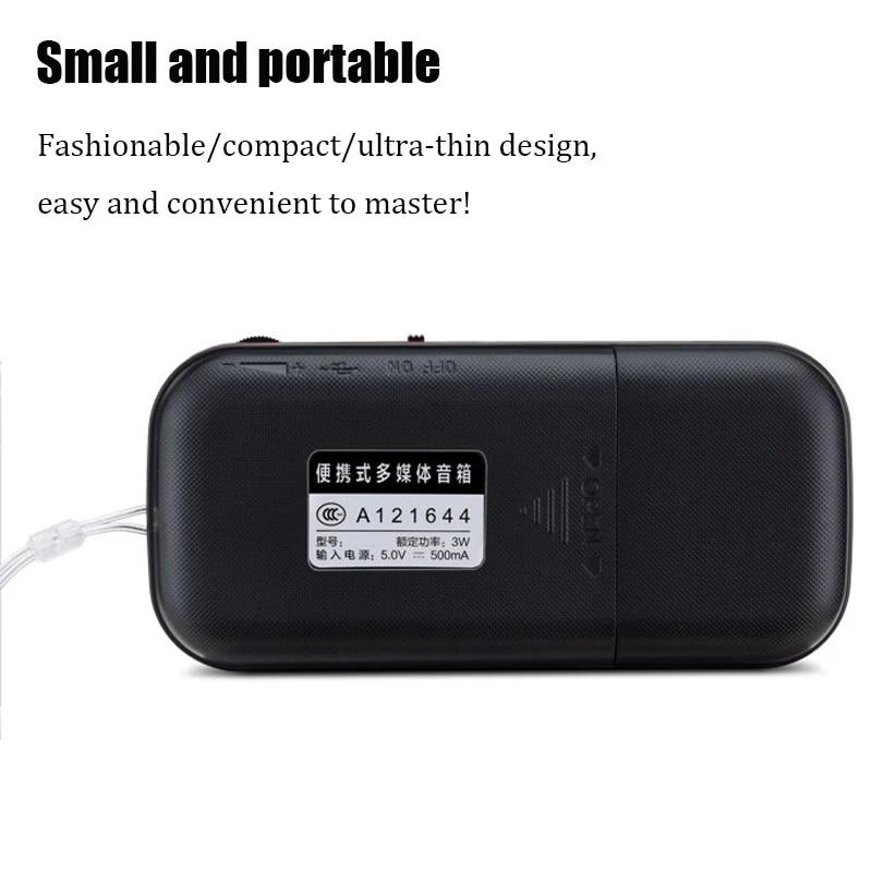 Мини-портативный FM-радио Перезаряжаемый радиодинамик MP3-плеер со светодиодным дисплеем HD Поддержка двойной TF-карты Память при выключении питания