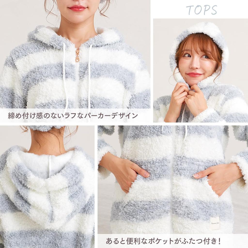 Luanna Jena Fluffy Pajama Long Perfect for or as a Gift Blue Women's Lightweight, Set, Sleeves, Loungewear, Birthdays, (QWHI08) (M, Gray)