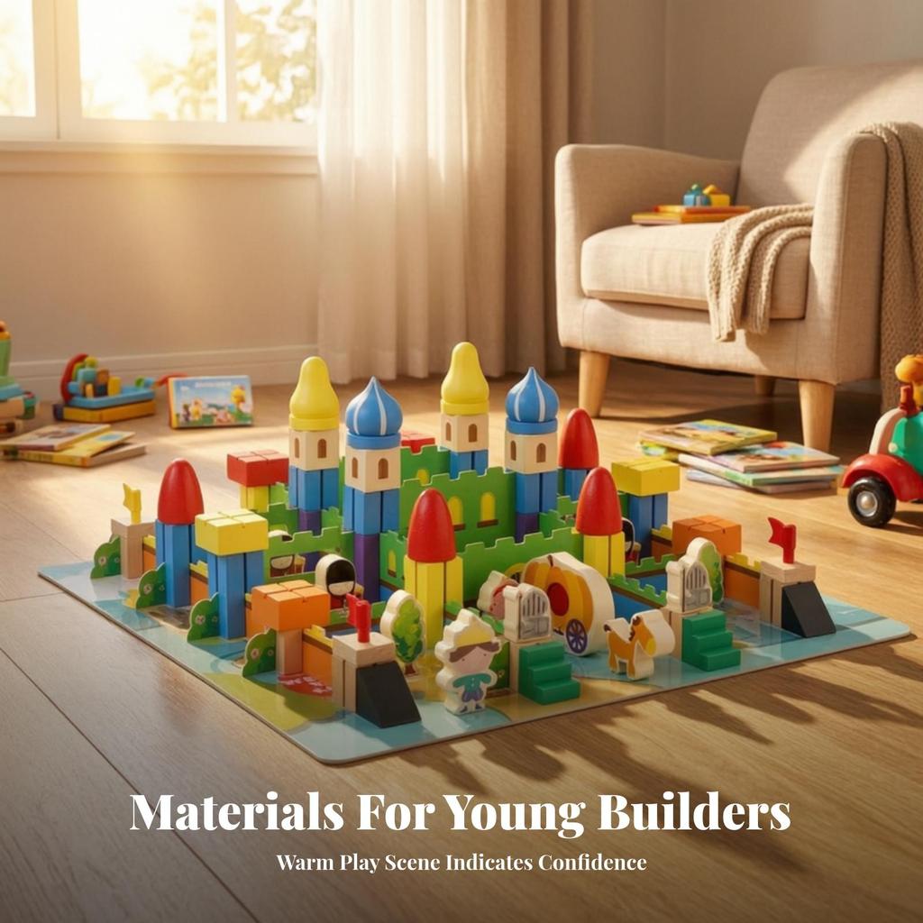 Деревянные Строительные Блоки Замок Средневековый Прочные для Детей