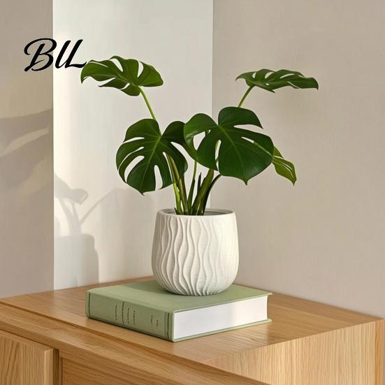 Decorative Flower Planters Planter with Drainage Hole And Saucer, Water Ripple Texture Pots Pot, Modern Plant Pot for Indoor Outdoor Plants