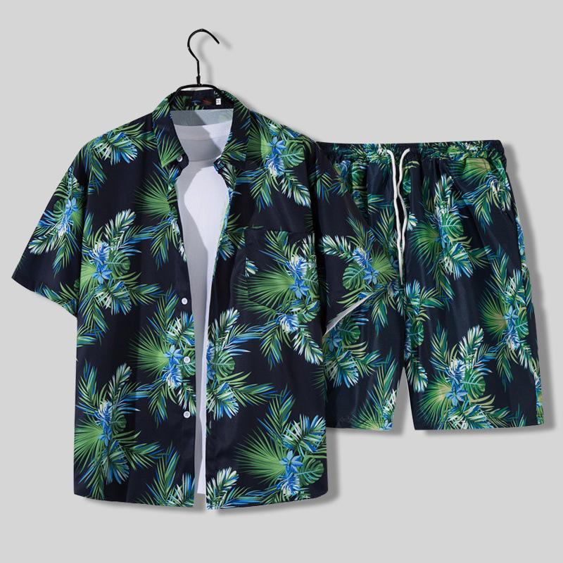 Men's Hawaiian Vacation Beach Shirt and Shorts Set