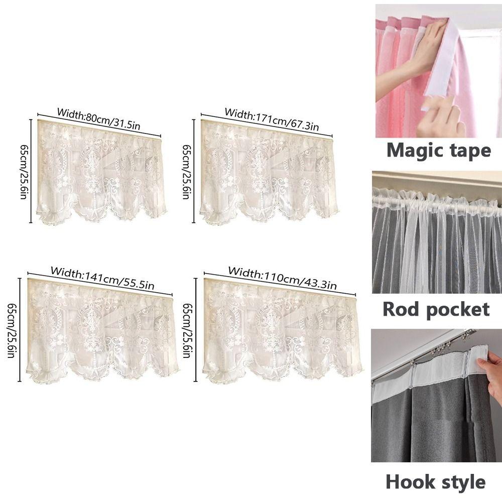 Вышитая кружевная короткая прозрачная штора с оборками, цветочная короткая тюлевая драпировка, кухня