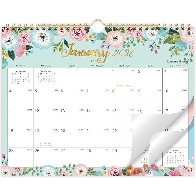 2026 Calendar - 2026 Wall Calendar, 11" x 8.5", JAN.2026 -DEC.2026, 12 Monthly Wall Planner Large, Hanging Hook, Wall Calendar With Twin-Wire Binding