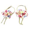[N7241] - Designer Hoop Earrings 'Liberty' White Gold Multicolor