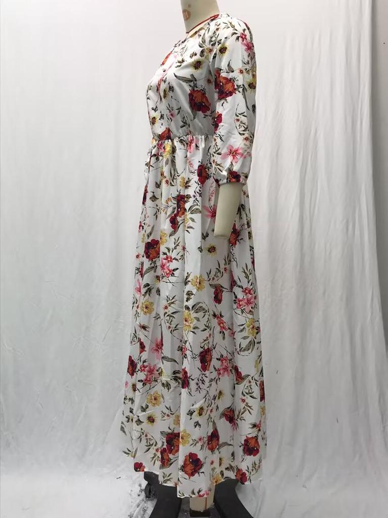 2025 Юго-Восточная Азия Женское облегающее платье-халат с принтом – Весенняя мода Длинная юбка