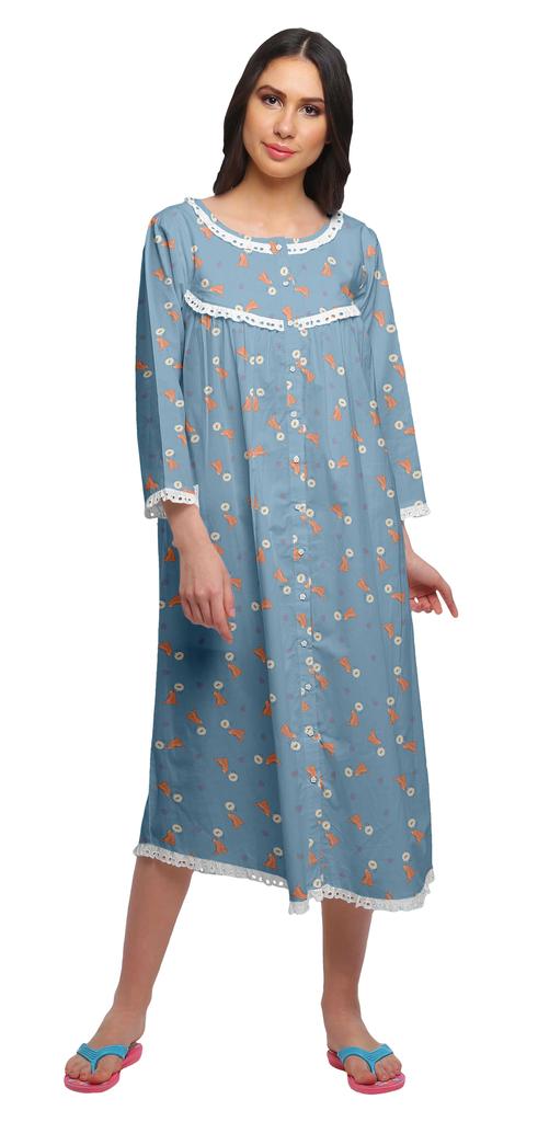 Moomaya Ночная рубашка с принтом 3-4 рукава, хлопковая пижама для кормящих мам