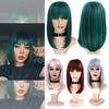 Fashion Short Bob Wig with Bangs for Women Shoulder Length Green Hair Wig Women's Hair Wigs
