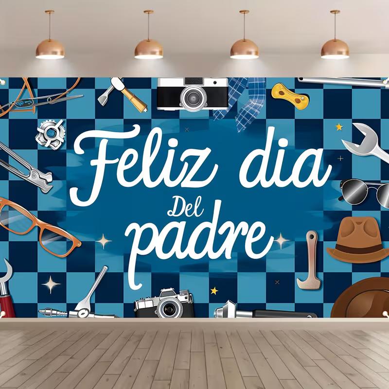 2D Spanish Father's Day Backdrop Feliz Dia Del Padre Tools & Camera Studio Background Cloth