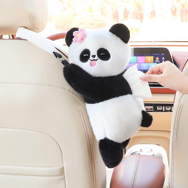 Car Tissue Box Car Drawer Hanging Style Creative Cute Doll Car Tissue Box Cute Cat Panda Plush Tissue Boxes Practical Decoration
