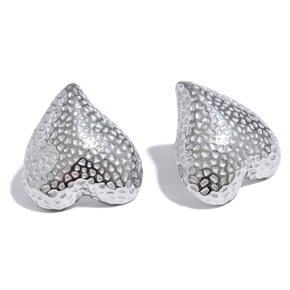 Yhpup Fashion Stainless Steel Heart Romantic Metal Individual Stud Earrings High Quality Charm Waterproof Stylish Jewelry Gift