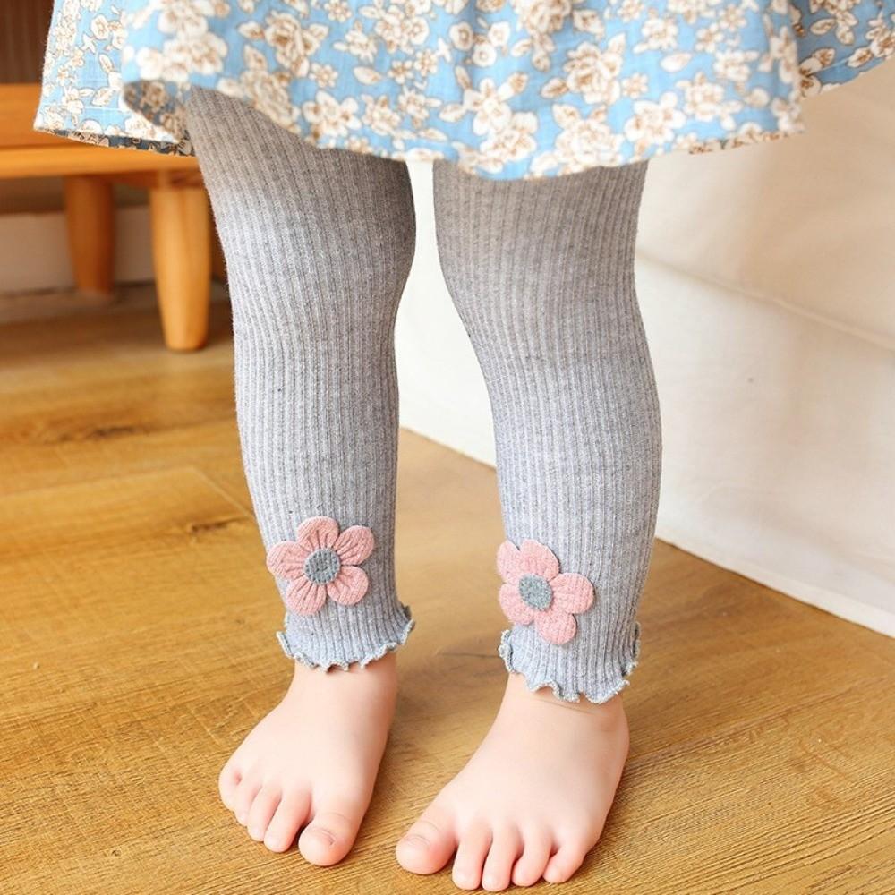 Autumn and Winter Girls Ribbed Leggings Soft Footless Tights Infant Long Pants for 1-4 Years Girls