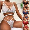 Women's Fashion Sexy Lace Two-piece Set Suit Solid Color Wireless Bra Sexy Underwear Panties