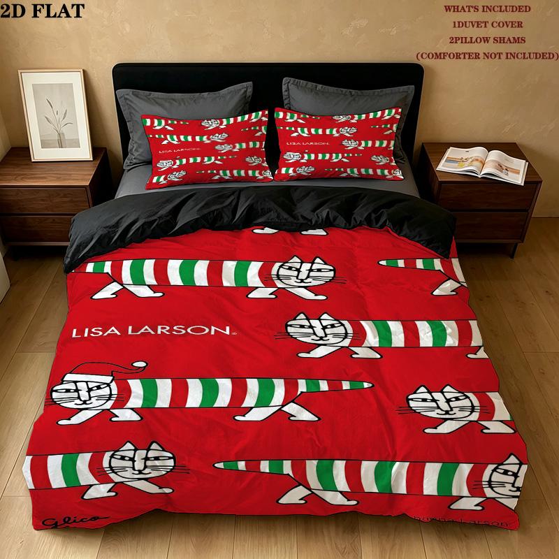 Lisa Larson Pattern Bedding Quilt Set Quilt Cover Pillowcase Home Birthday Gift(1 * duvet cover + 2 * pillowcase, without core)