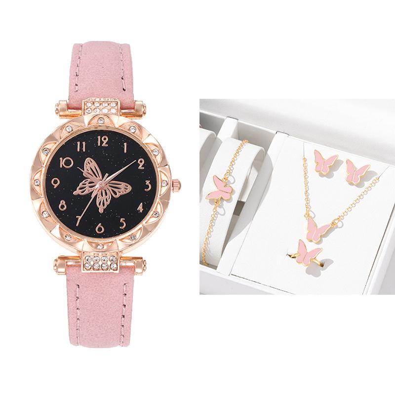 The  Women'S Bracelet Watch Is A Stylish Simple Butterfly Five-Piece Watch Set