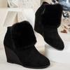 Fashion 2024 Winter New Outerwear Women's Large Hairy Bare Boots Round Head Thick Bottom Slope Heel Warm and Comfortable Fashion Boots