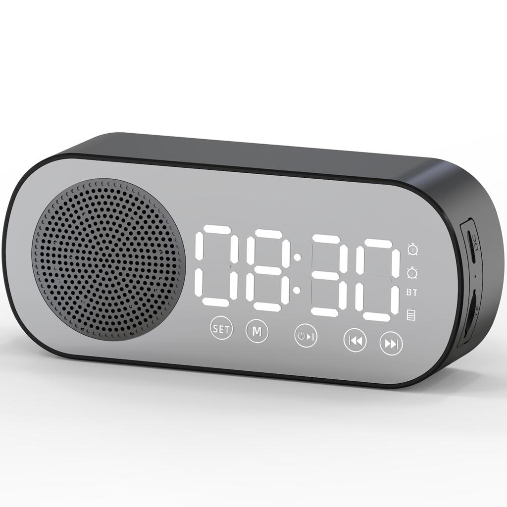 Цифровой Будильник Беспроводной Bluetooth Динамик Светодиодный Дисплей Зеркало Настольный Будильник FM-радио Поддержка TF-карты Громкая Связь