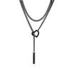 Colorful Love Double-layer Necklace, Niche Style Y-chain Collarbone Chain, Stainless Steel Does Not Fade