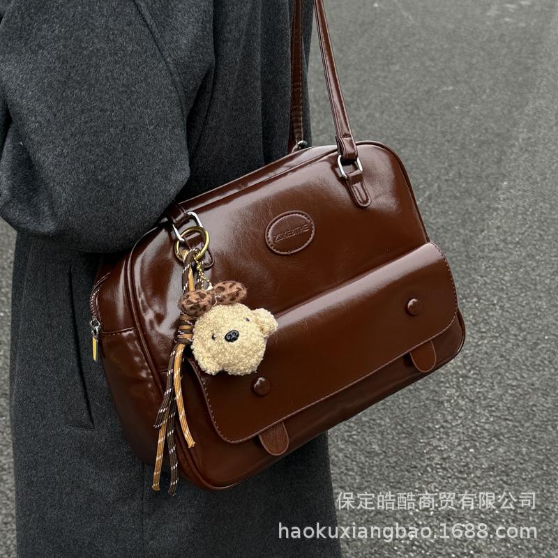 Студенческий стиль, студенческий класс, иностранный стиль, кожаный, повседневный, универсальный, на плечо, портативный, 2025, осень и зима, женский рюкзак