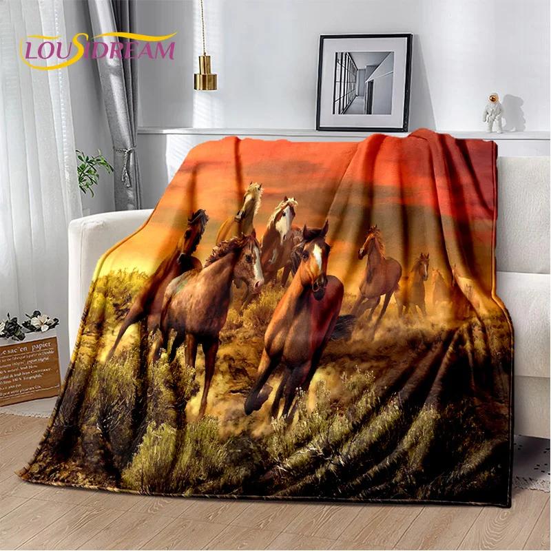 Одеяло с изображением лошади Pentium Gallant Steed, мягкое одеяло для дома, спальни, кровати, дивана, пикника, путешествия, офиса, детское одеяло