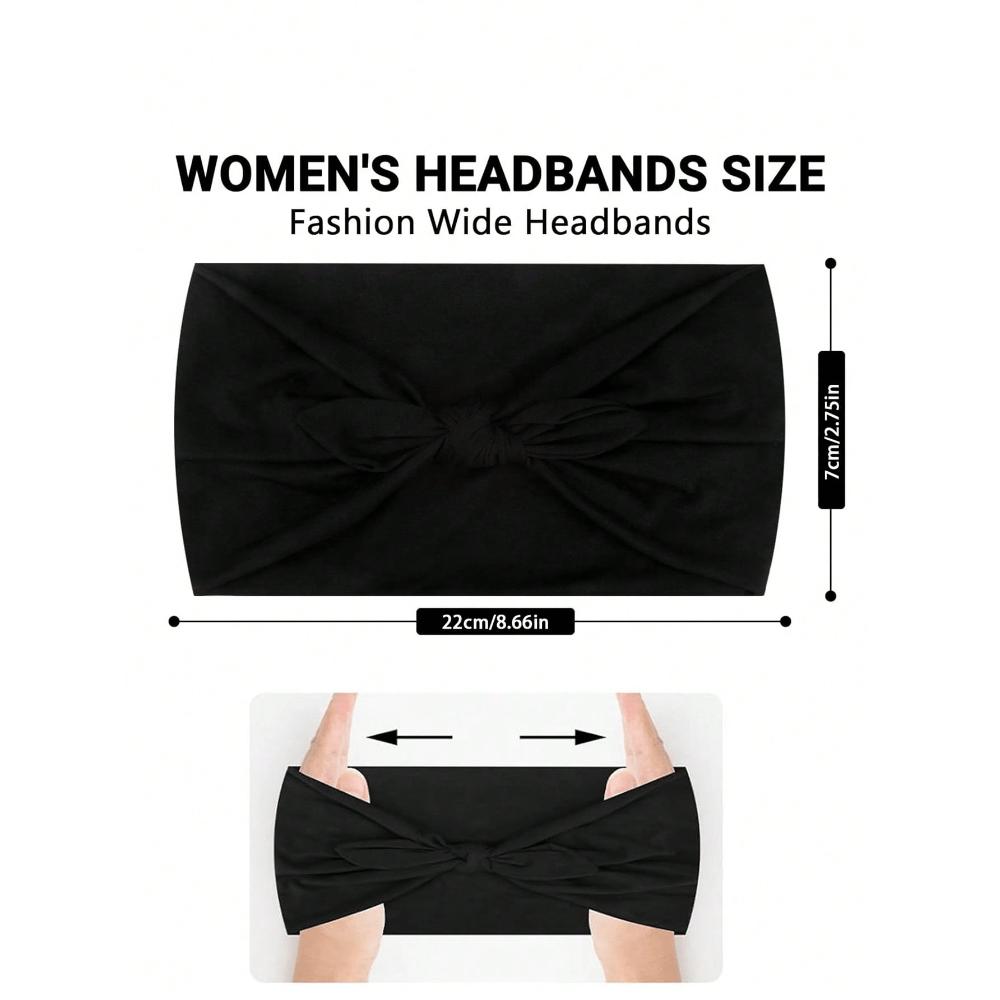Black Bow Wide Headbands For Women, Non-Slip Yoga/Workout Headwraps, Hair Accessories Made Of Fiber Turban Headband Sweatband Hair Band
