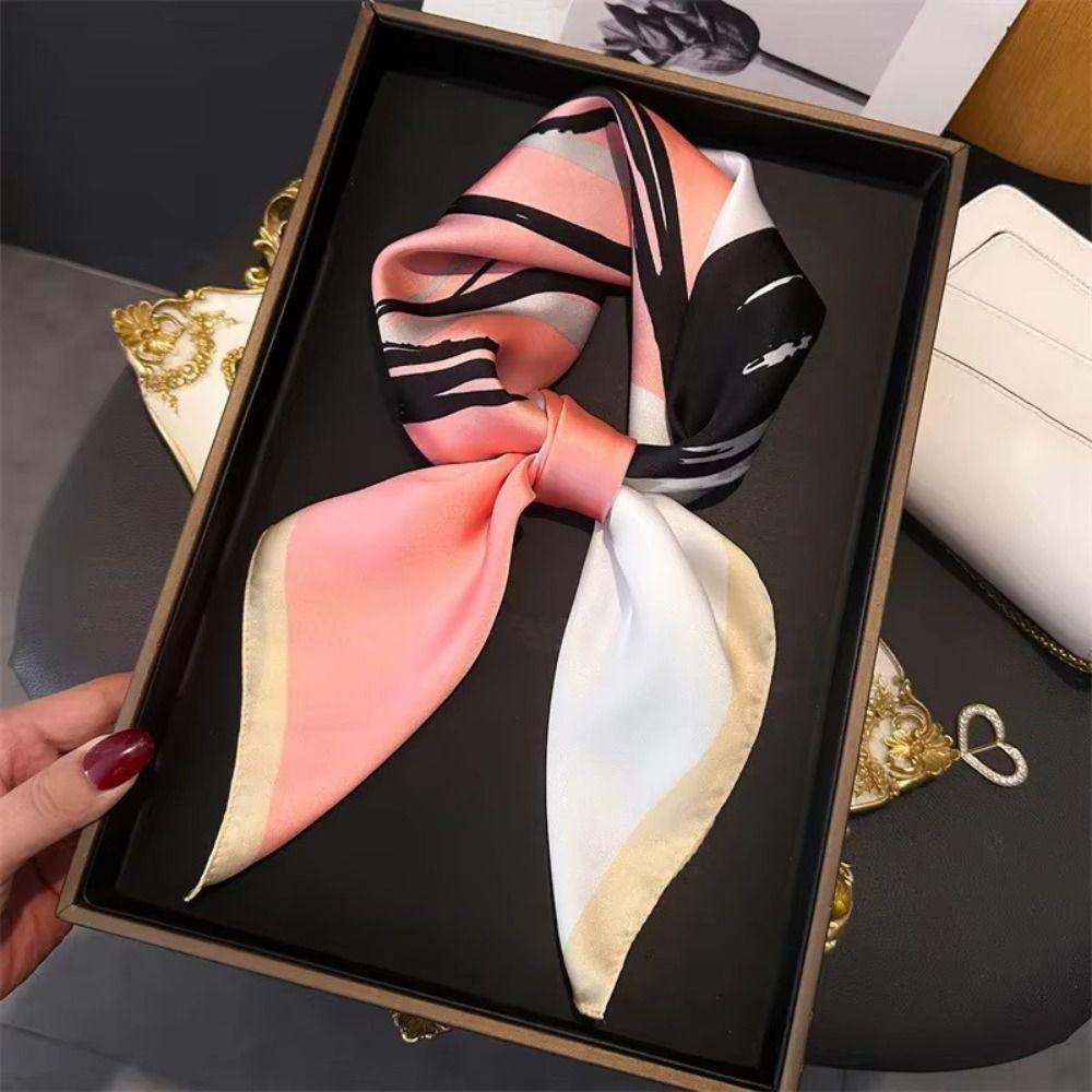 Polyester Lily Scarves Wrap Square Neckerchief Fashion Silk Hair Bands Female Accessories