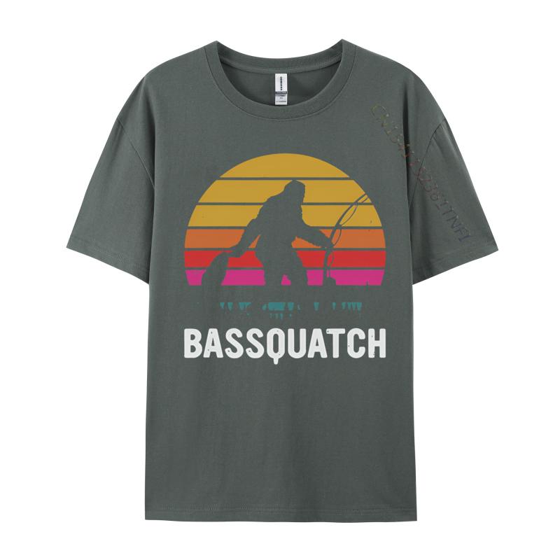 Bassquatch Bigfoot Sasquatch Fishing Tshirt Unisex Vintage Tshirts Anime Printed Tee Shirts Male Plus Size Black