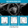PIC AUTO Steering Wheel Cover, Black Piping Leather, Sports Carbon Fiber And Super Breathable Leather, Universal 14.5-15.5 Inch Anti-Slip Steering