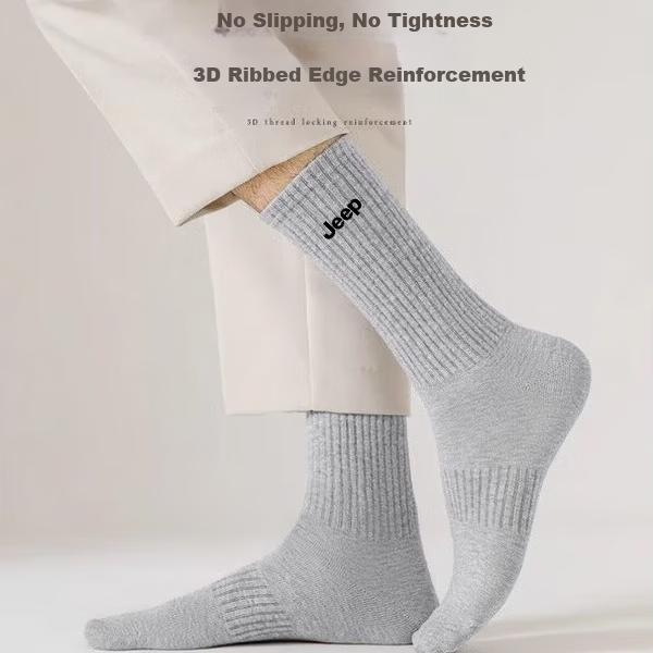 JEEP Men's Spring Summer Socks [100% Cotton + 10A ] Odor-Resistant Sports Sweat-Absorbing Durable Long Casual Socks