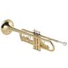 Juspins Trumpet Bb Flat, Brass Gold Finish, Exquisite and Durable Instrument with Mouthpiece, Gloves, Strap, and Case