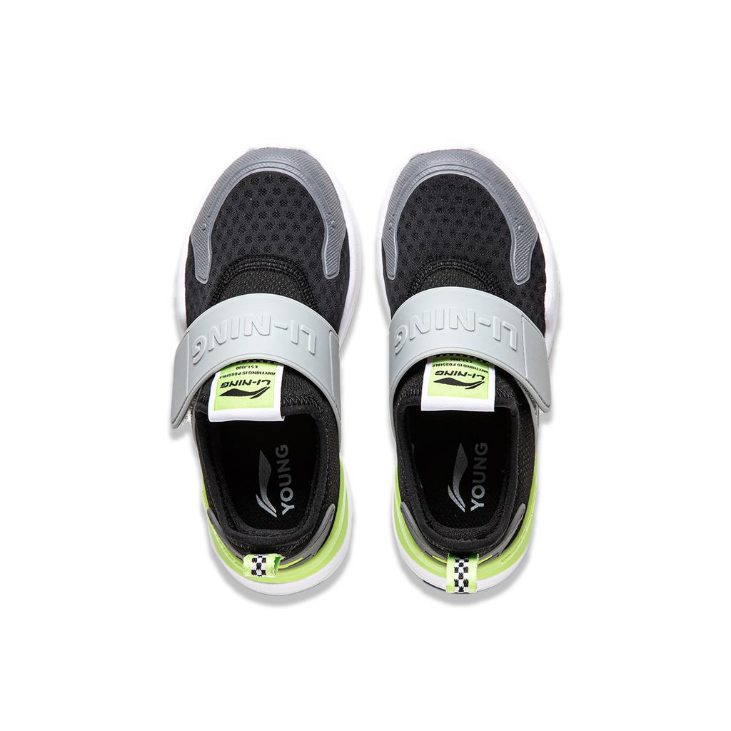 Li Ning Детская спортивная серия лайфстайл Удобная модная легкая амортизация Низкие кроссовки для улицы Детская обувь Черный Серый Зеленый YKNU040-13