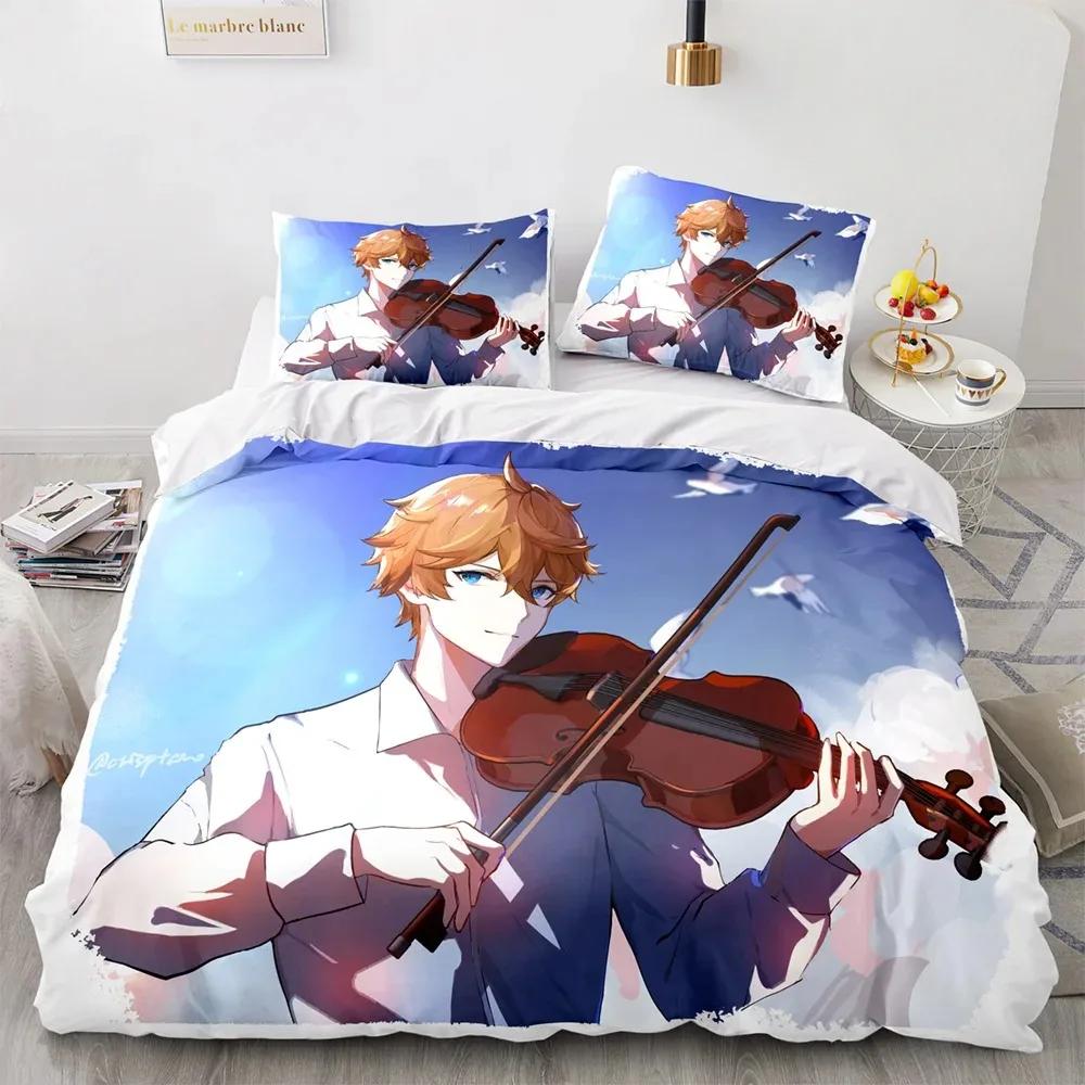 3D Game Genshin Impact Bedding Set Kamisato Ayaka Bed Linen Girls Boys Teens Single Double Twin Queen King Size Men Duvet Cover
