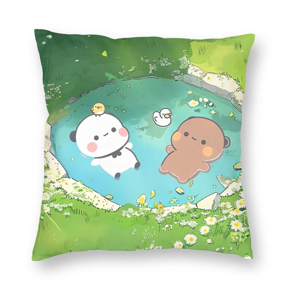Kawaii Cute Bubu Panda Dudu Pillowcase Printed Fabric Cushion Cover Decorations Throw Pillow Case Cover Home Zippered 45X45Cm