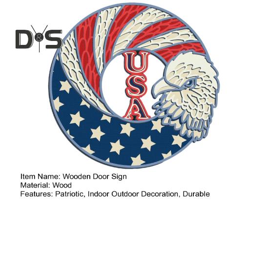 4 июля Дверная табличка День независимости Деревянная табличка с орлом Патриотическая дверная вешалка Приветственный знак для настенного декора крыльца фермерского дома