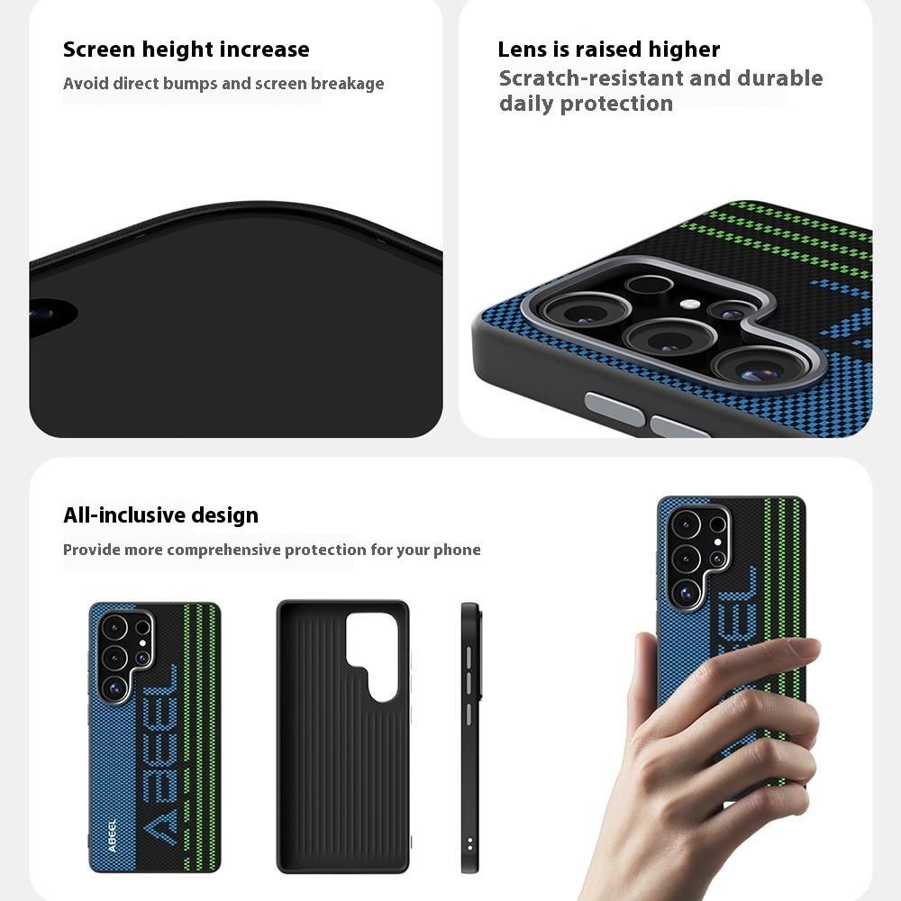 ABEEL Чехол для Samsung Galaxy S25 FE Совместимый с MagSafe Печатный ПК ТПУ Алюминиевый сплав Кожаный чехол для телефона