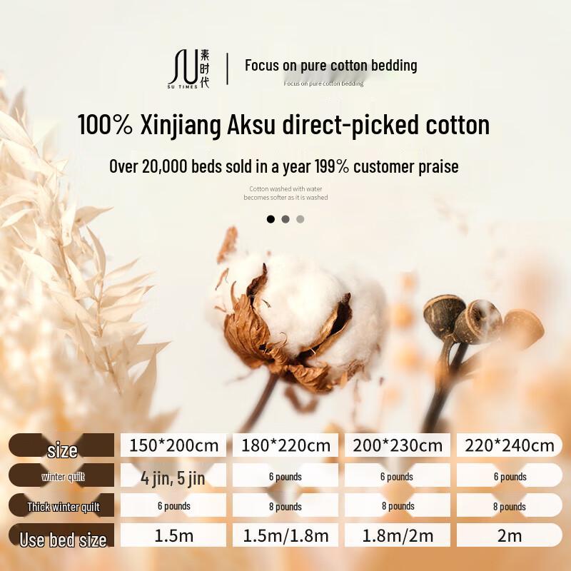 Su Shidai 100% Xinjiang Long-Staple Cotton Duvet Insert