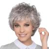 Women's Natural Looking Short Curly Wavy Gray White Wigs with Bangs Heat Resistant Synthetic Fluffy Wigs for Everyday Life