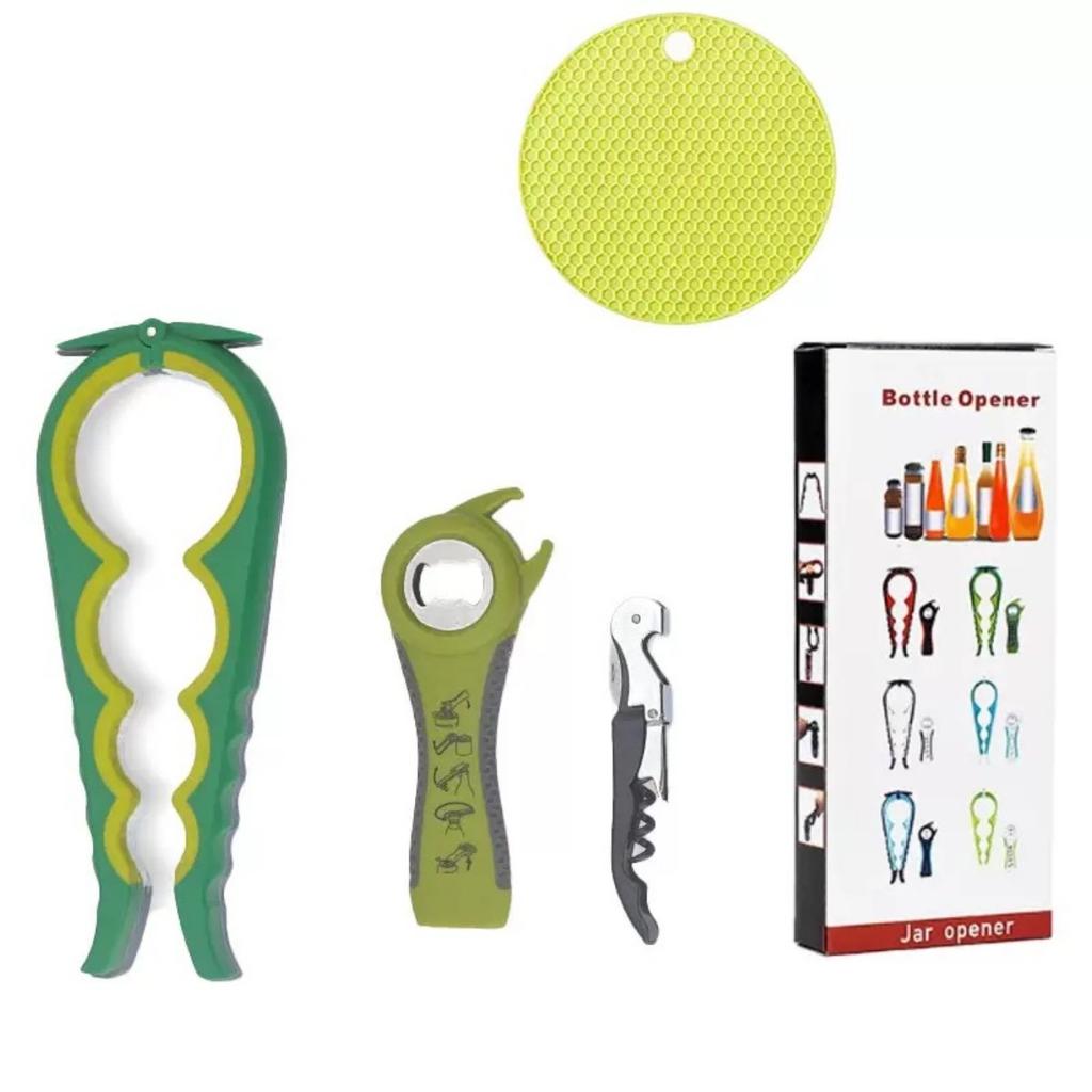HOMZY Открывалка для консервов Многофункциональная Четыре в одном Открывалка для бутылок с напитками Открывалка для крышек Четырехпозиционная открывалка для консервов Противоскользящая открывалка для крышек