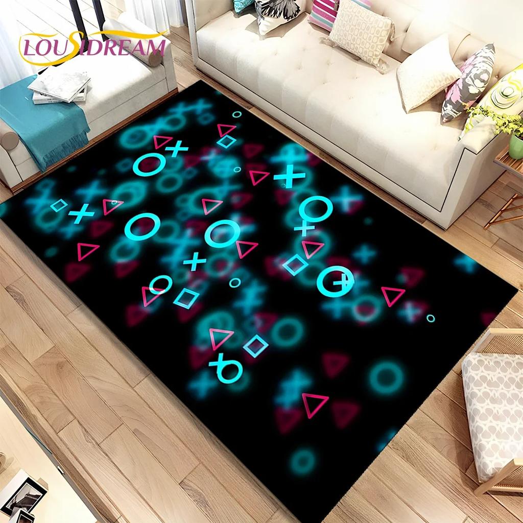 Cartoon Game Gamer Gamepad Carpet Rug for Bedroom Living Room Home Sofa Decoration,Children Play Large Decor Floor Mat Gift