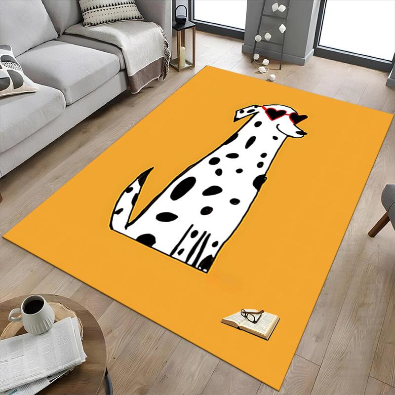 1PC Dalmatian Heart-shaped Non-Slip Floor Carpet Compatible for Office&Living Room&Bedroom&Dining room - Flat-Weave Machine-W272