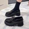 Туфли на платформе детские супер огонь черная лакированная кожа женские новые весна и осень британский стиль маленькие кожаные туфли