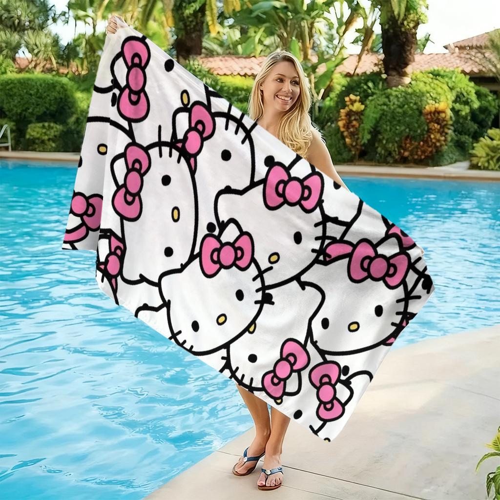 1pc Hello Kitty Beach Towel Microfiber Quick Dry Soft Lightweight Unisex for Swimming Camping Surfing Yoga Travel Outdoor